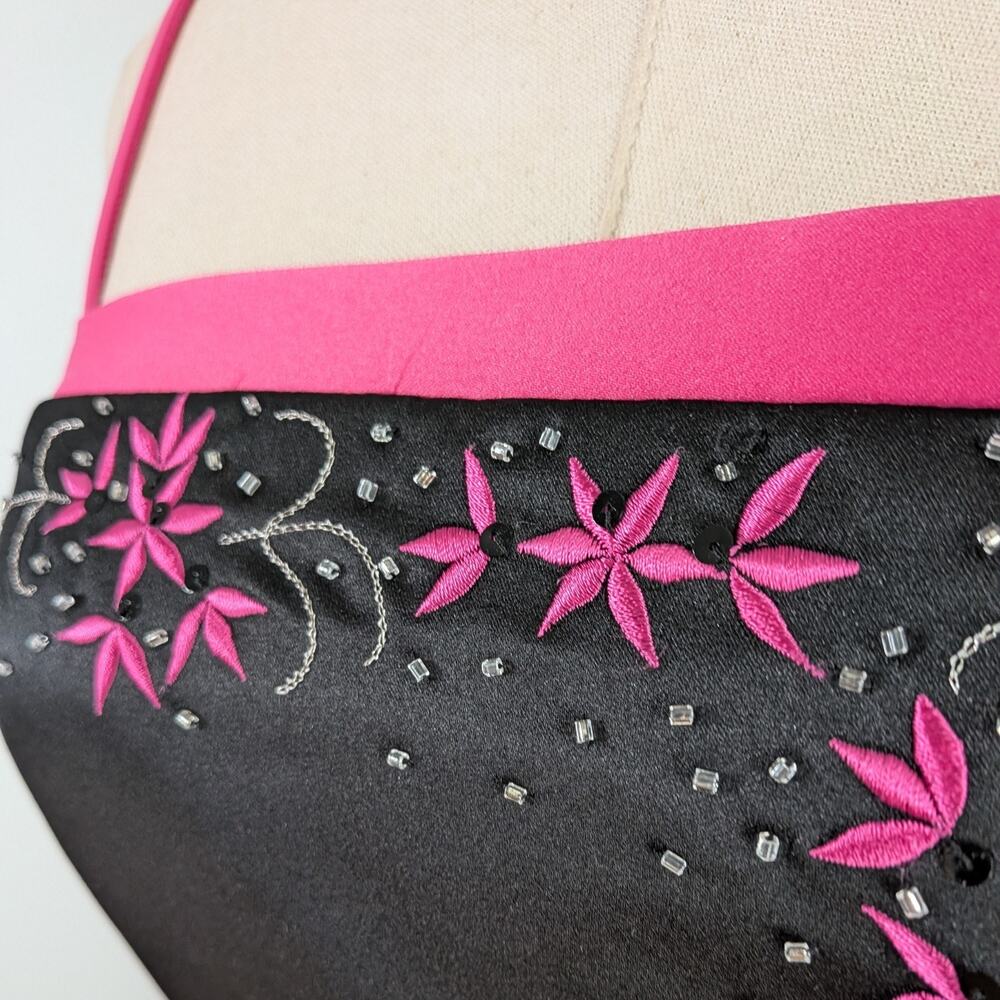 Vintage Morgan Co Prom Dress Maxi Gown 4 Pink Black Y2K Floral Corset Princess - Picture 4 of 14